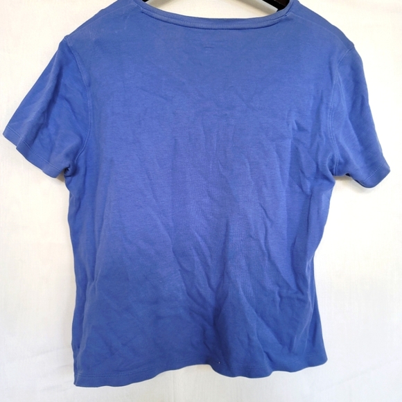 Karen Scott Sport Petite Blue Athleisure Women's Short Sleeve T-shirt - Picture 2 of 3